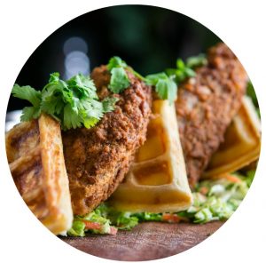 Chicken and waffles at Provenance