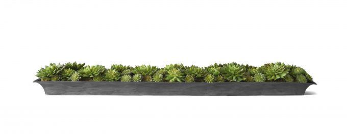 FAUX SUCCULENT PLANT and sculptural vessels such as this HANDCRAFTED METAL TRAY