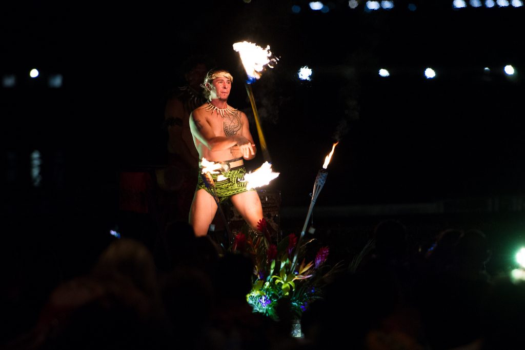 Tahitian fire dancer at Newport Beach Luau