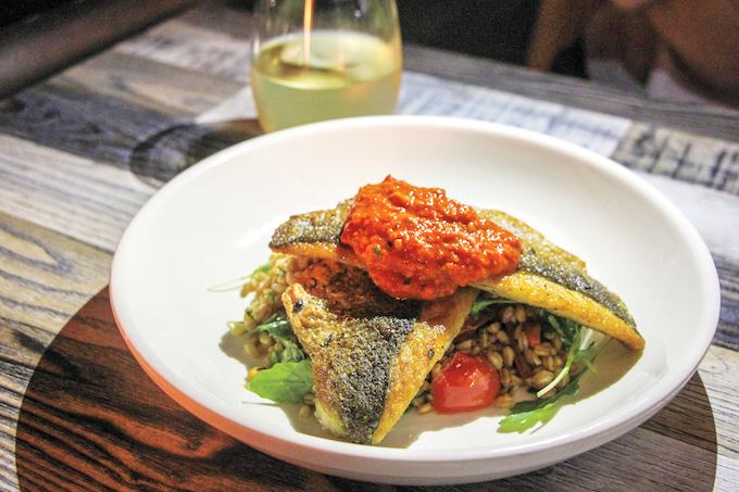 Branzino with romesco sauce