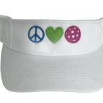 WHITE VISOR WITH BRIGHT PEACE, LOVE, PB