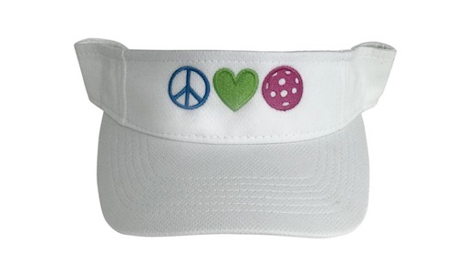 WHITE VISOR WITH BRIGHT PEACE, LOVE, PB