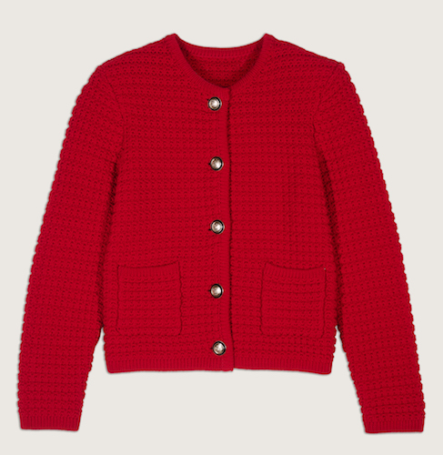 1H23GASP_ROUGE_N1 cherry red KNIT CARDIGAN