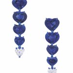 Heart Shape Sapphire & Diamond Drop Earrings